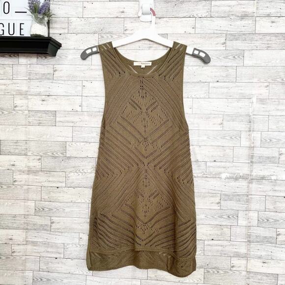 REWIND Olive Green Crochet Mini Tank Dress, M, NWOT! - Picture 3 of 8